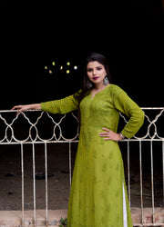 Surmai Viscose Mukaish Chikankari Kurti