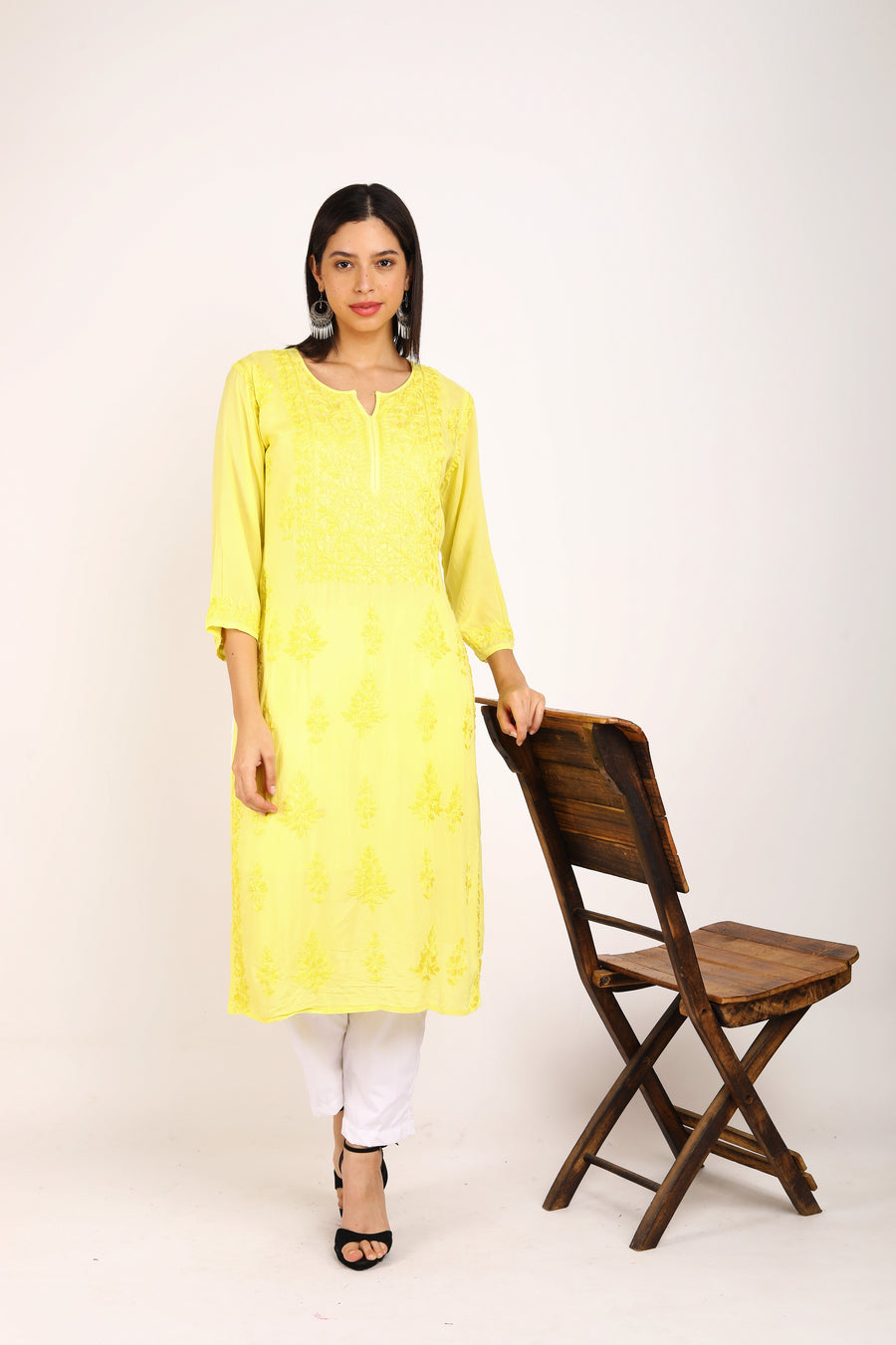 Diva Dyed Chikankari Long Kurta