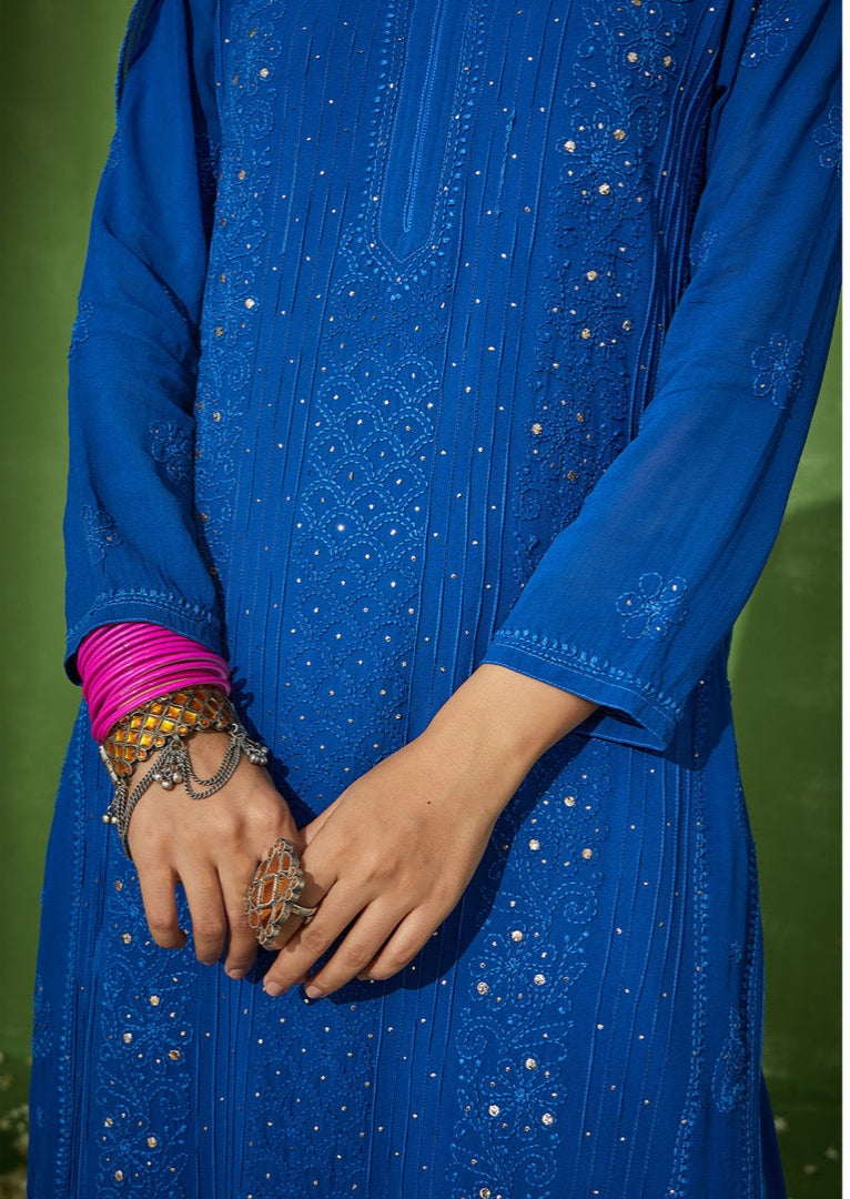 Nagma Premium Chikankari Mukaish Kurti Set