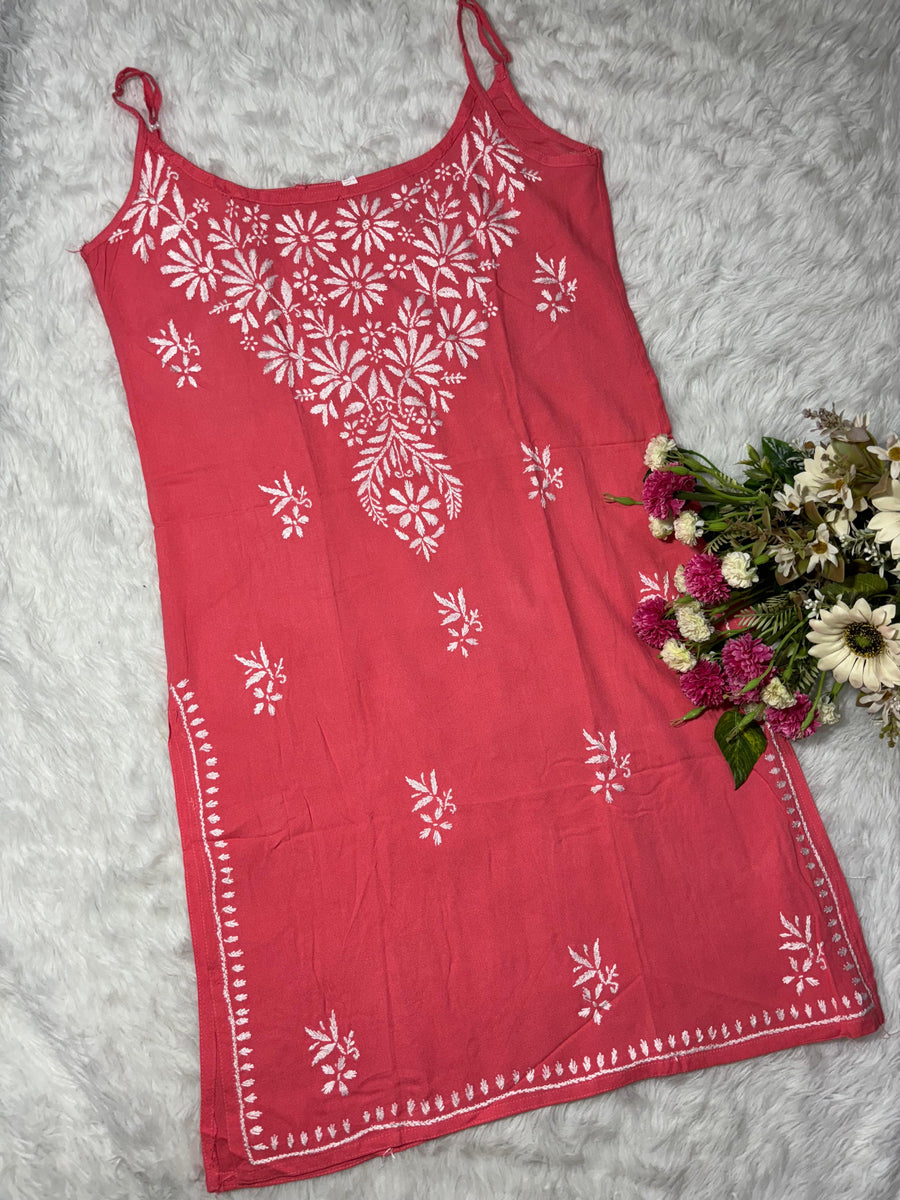 Anushka Noodle Chikankari Kurti Peach