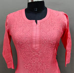 Load image into Gallery viewer, Bakhiya Chanderi Shraddha Kapoor Styled Chikankari Kurti
