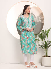 Aadat Mulmul Straight Chikankari Kurti