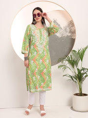 Aadat Mulmul Straight Chikankari Kurti