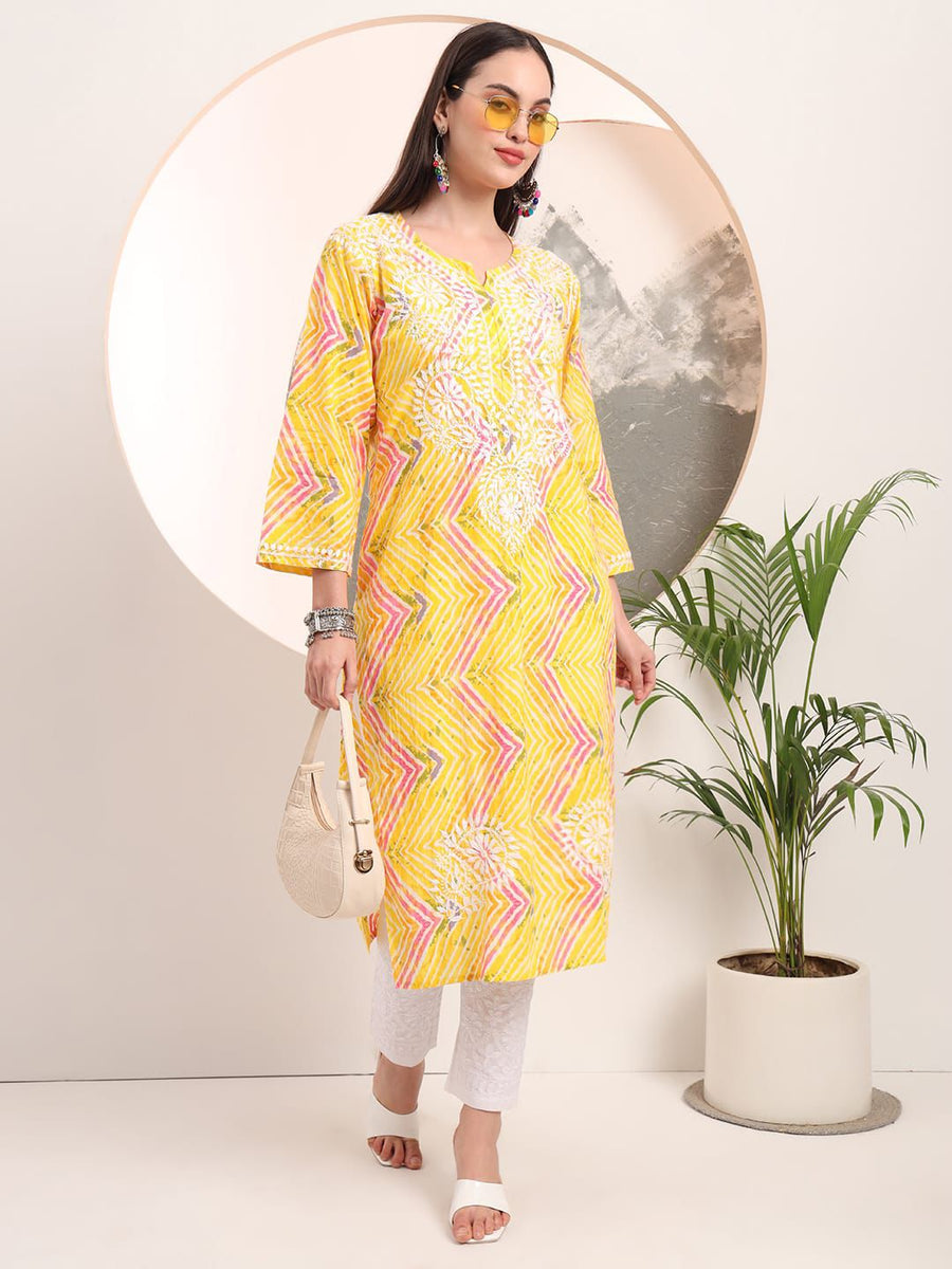 Aadat Mulmul Straight Chikankari Kurti