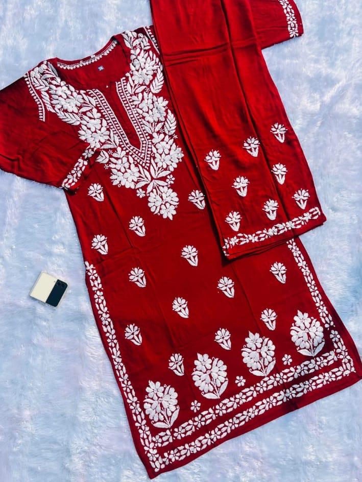 Daniya Modal Chikankari Kurti Set - The Lucknowi Chikan 