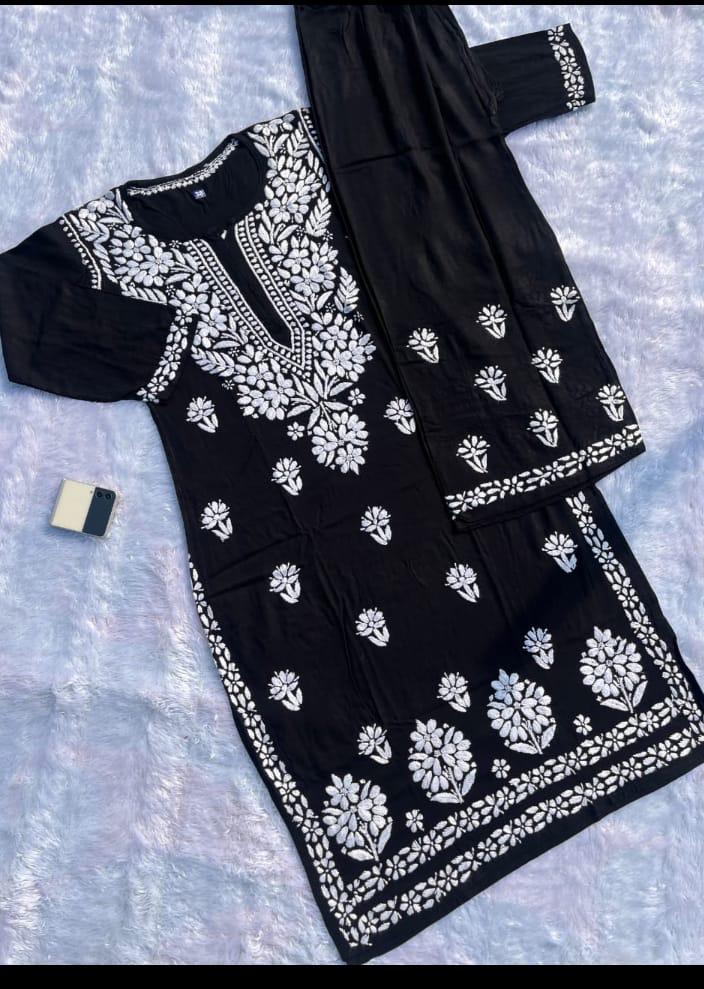 Daniya Modal Chikankari Kurti Set - The Lucknowi Chikan 