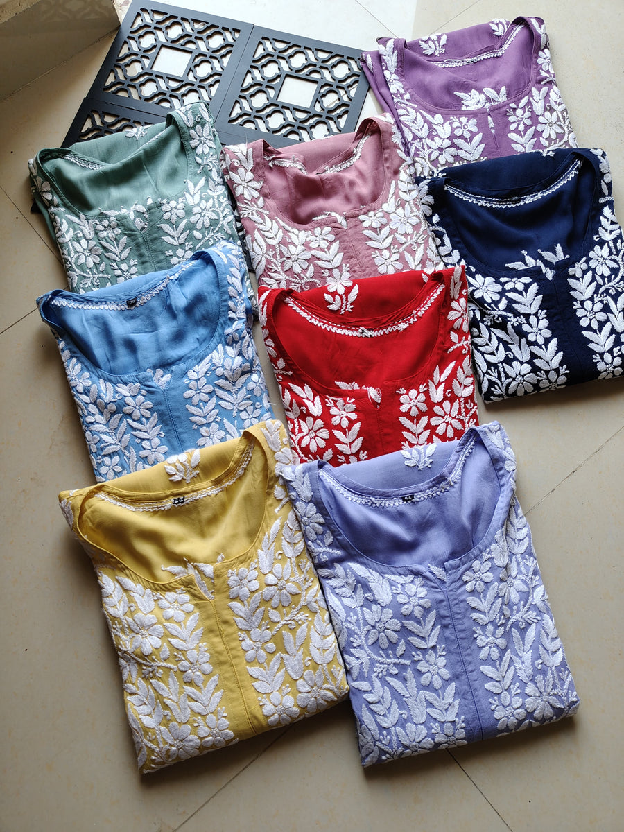 Dhunki Modal Chikankari Straight Kurta