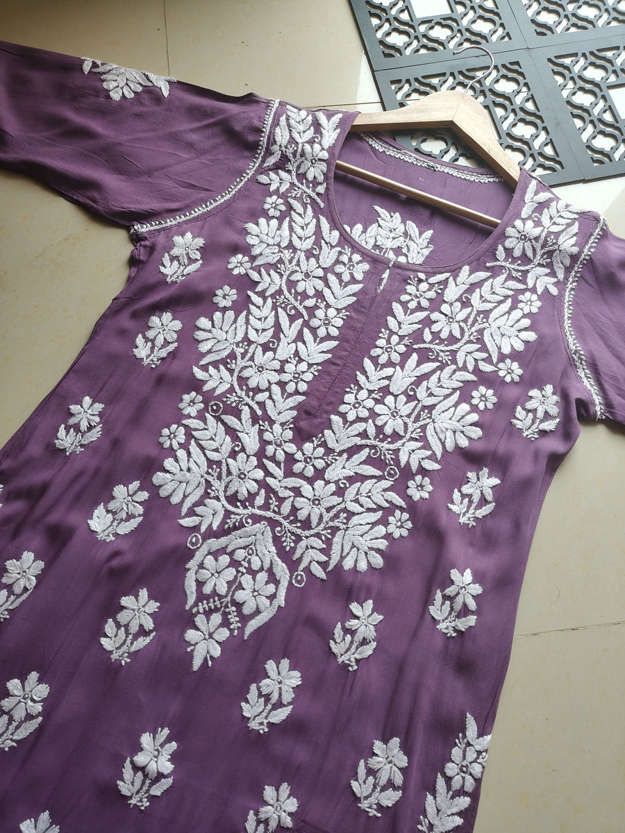 Dhunki Modal Chikankari Straight Kurta