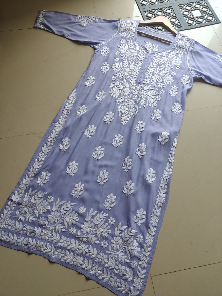 Dhunki Modal Chikankari Straight Kurta