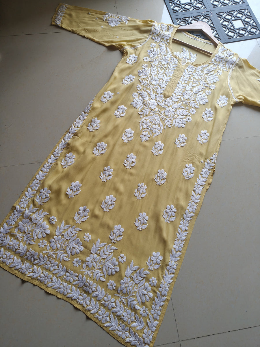 Dhunki Modal Chikankari Straight Kurta