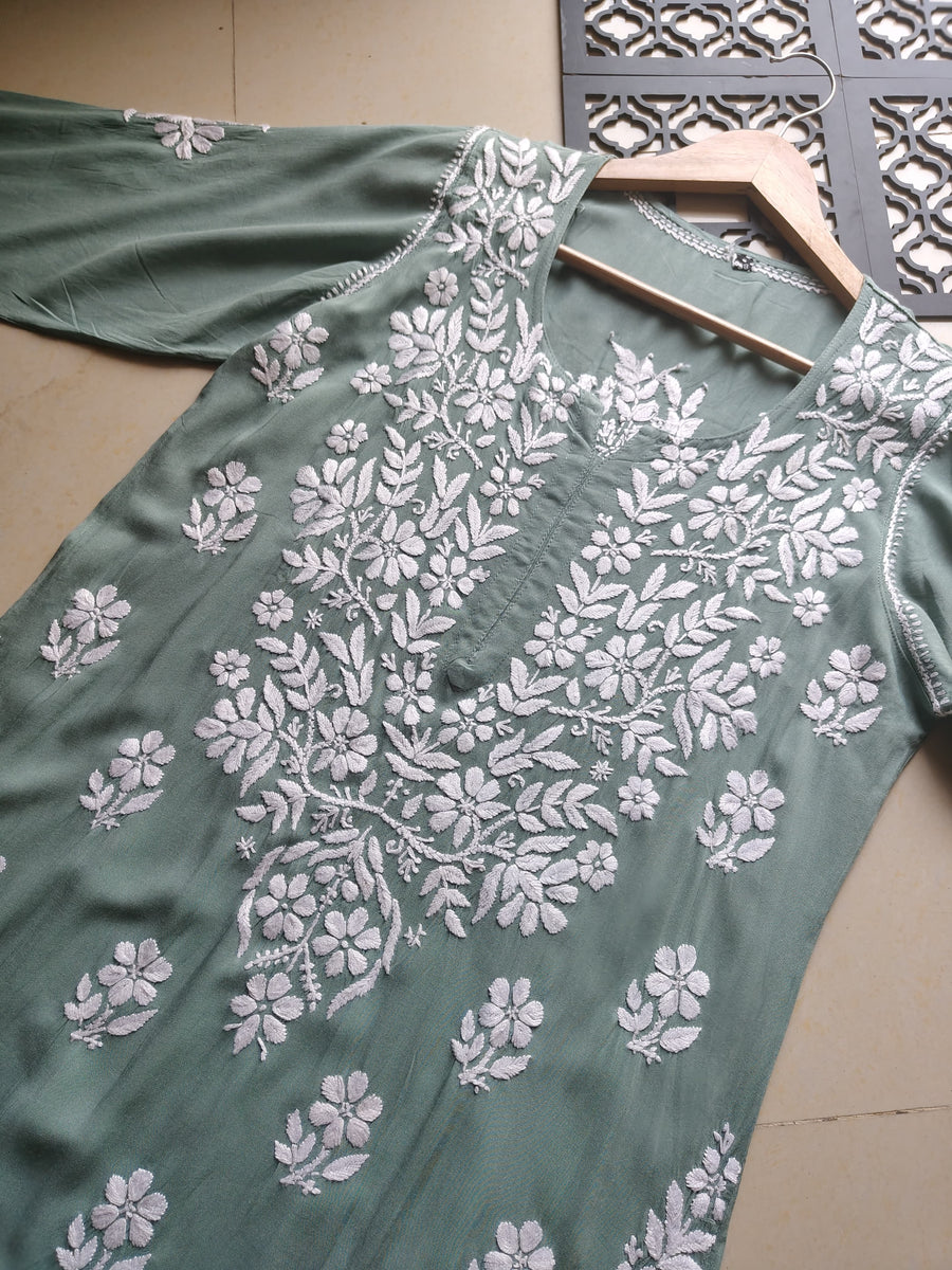 Dhunki Modal Chikankari Straight Kurta