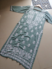 Dhunki Modal Chikankari Straight Kurta