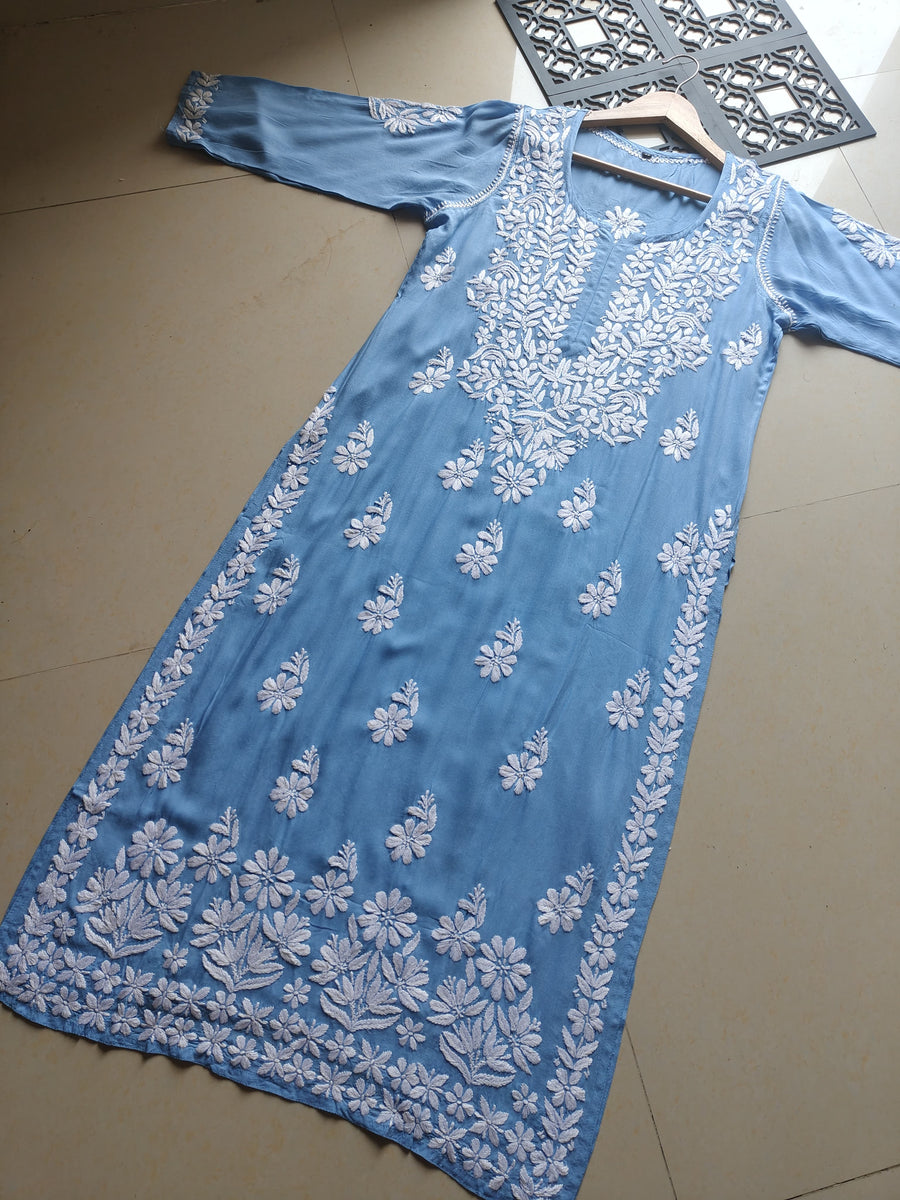 Dhunki Modal Chikankari Straight Kurta