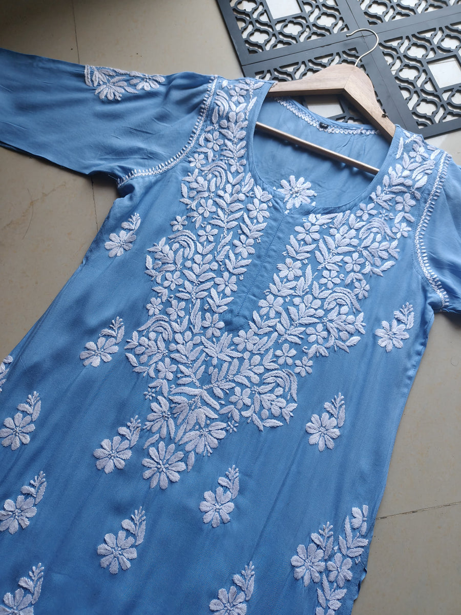 Dhunki Modal Chikankari Straight Kurta