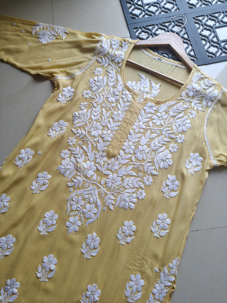 Dhunki Modal Chikankari Straight Kurta