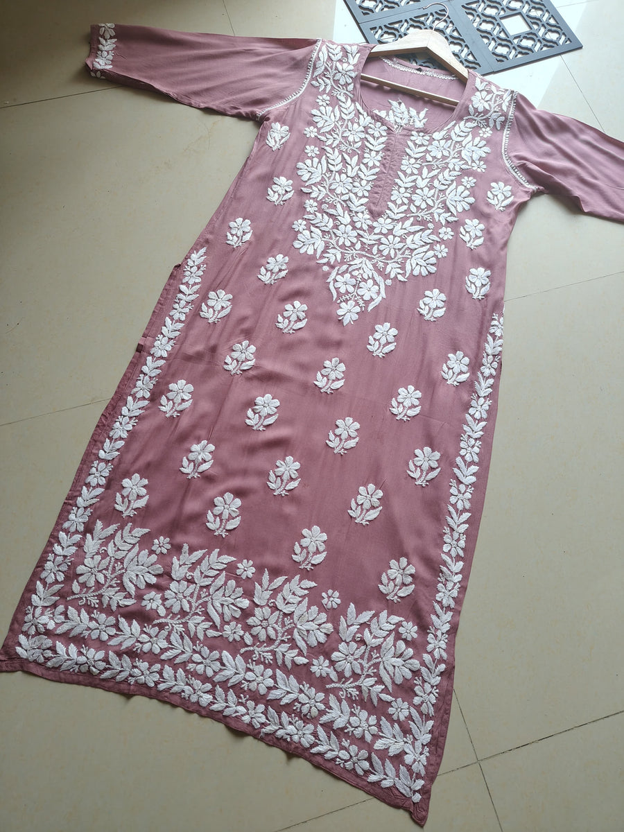 Dhunki Modal Chikankari Straight Kurta