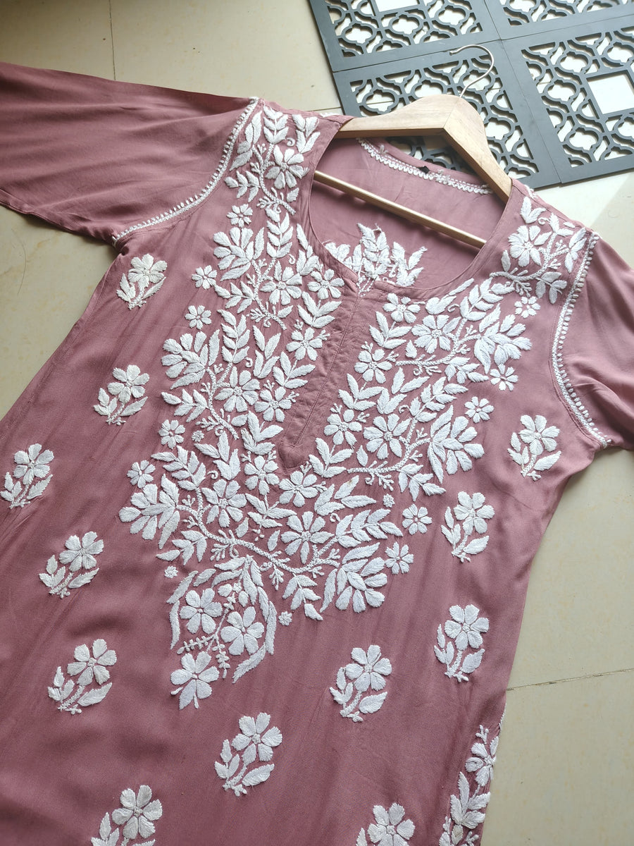 Dhunki Modal Chikankari Straight Kurta