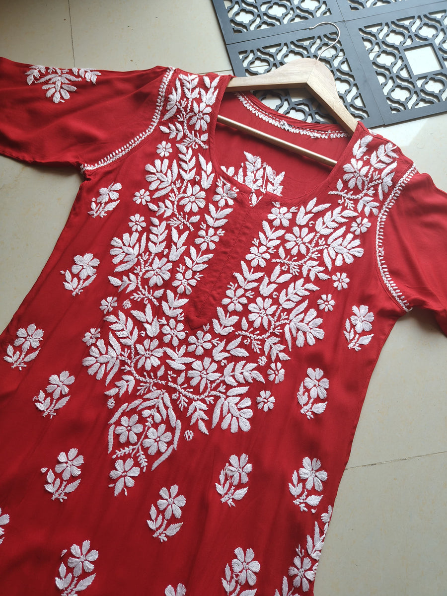 Dhunki Modal Chikankari Straight Kurta