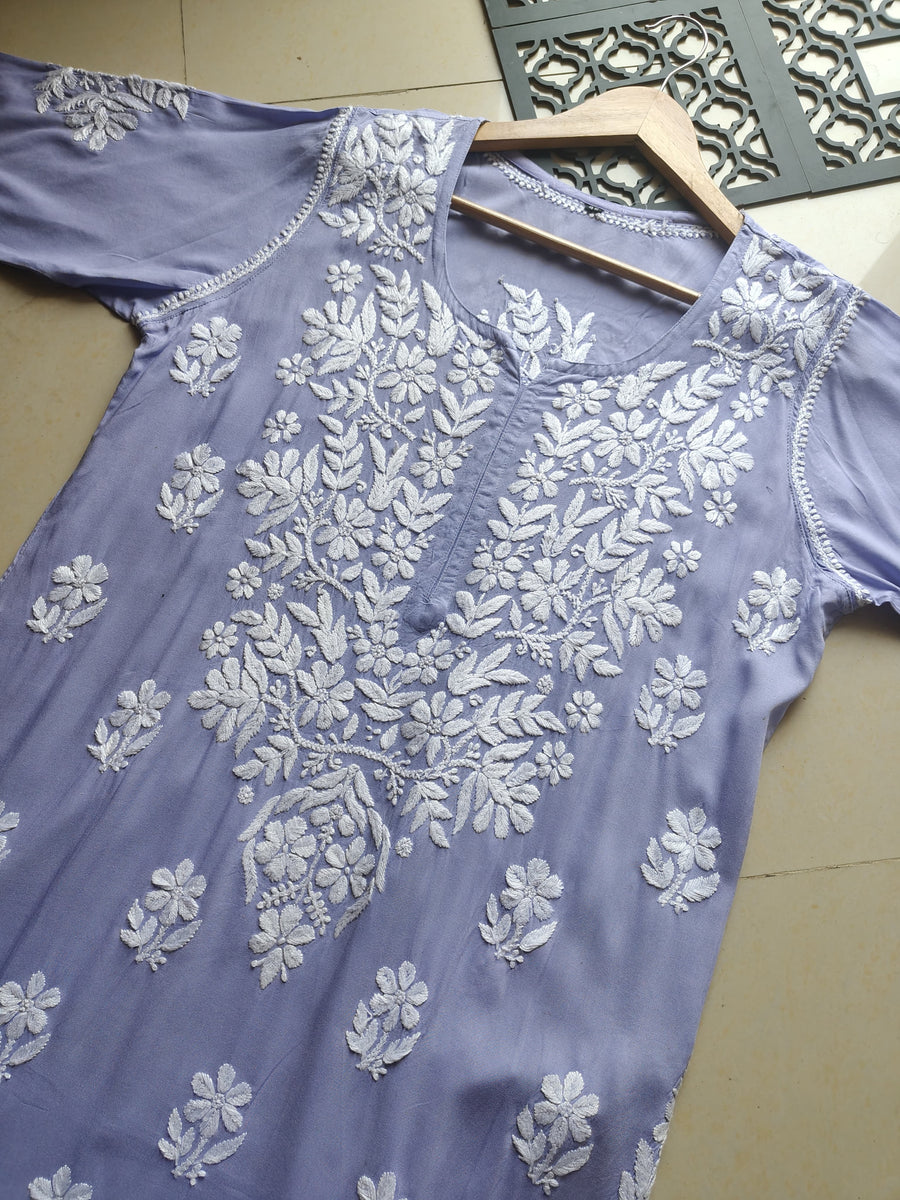 Dhunki Modal Chikankari Straight Kurta