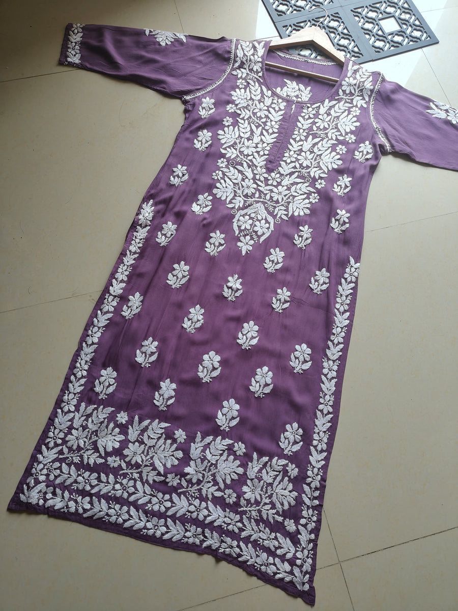 Dhunki Modal Chikankari Straight Kurta
