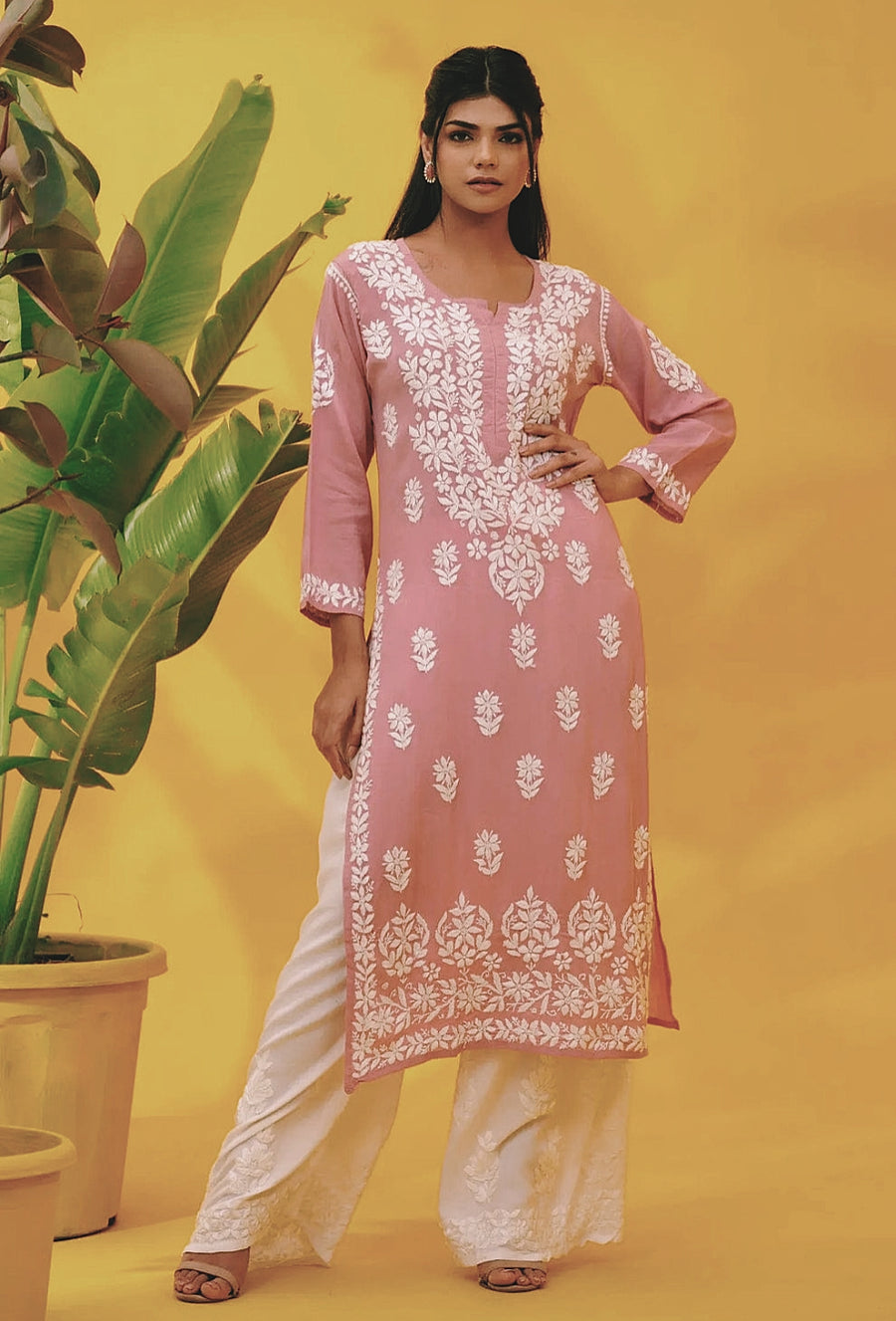 Dhunki Modal Chikankari Straight Kurta