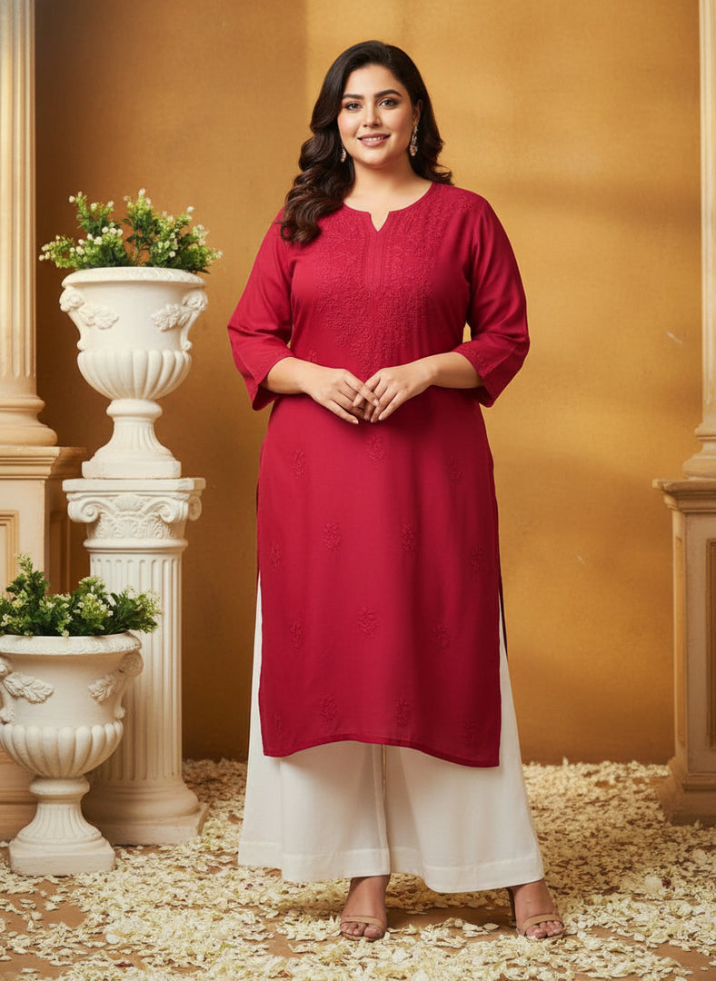 Ada Rayon Premium Chikankari Rayon Kurti