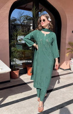 Load image into Gallery viewer, Kalira Rayon Mukaish Chikankari Kurti Set
