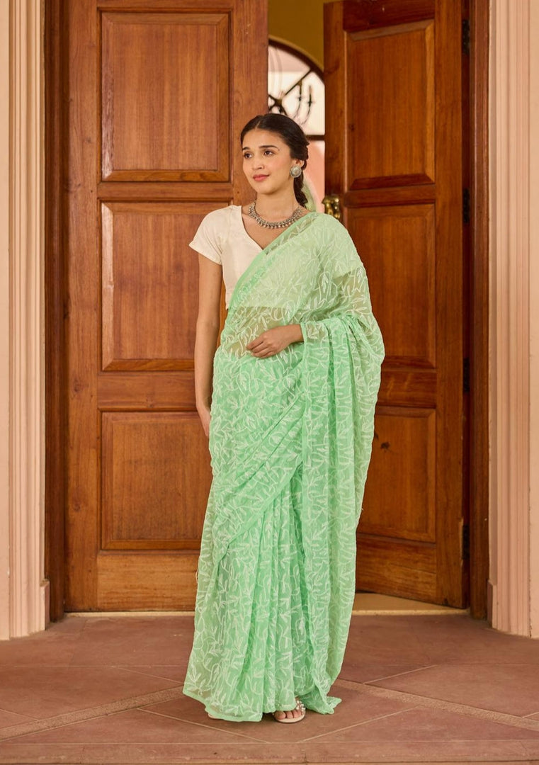 Tepchi Handwork Georgette Chikankari Saree