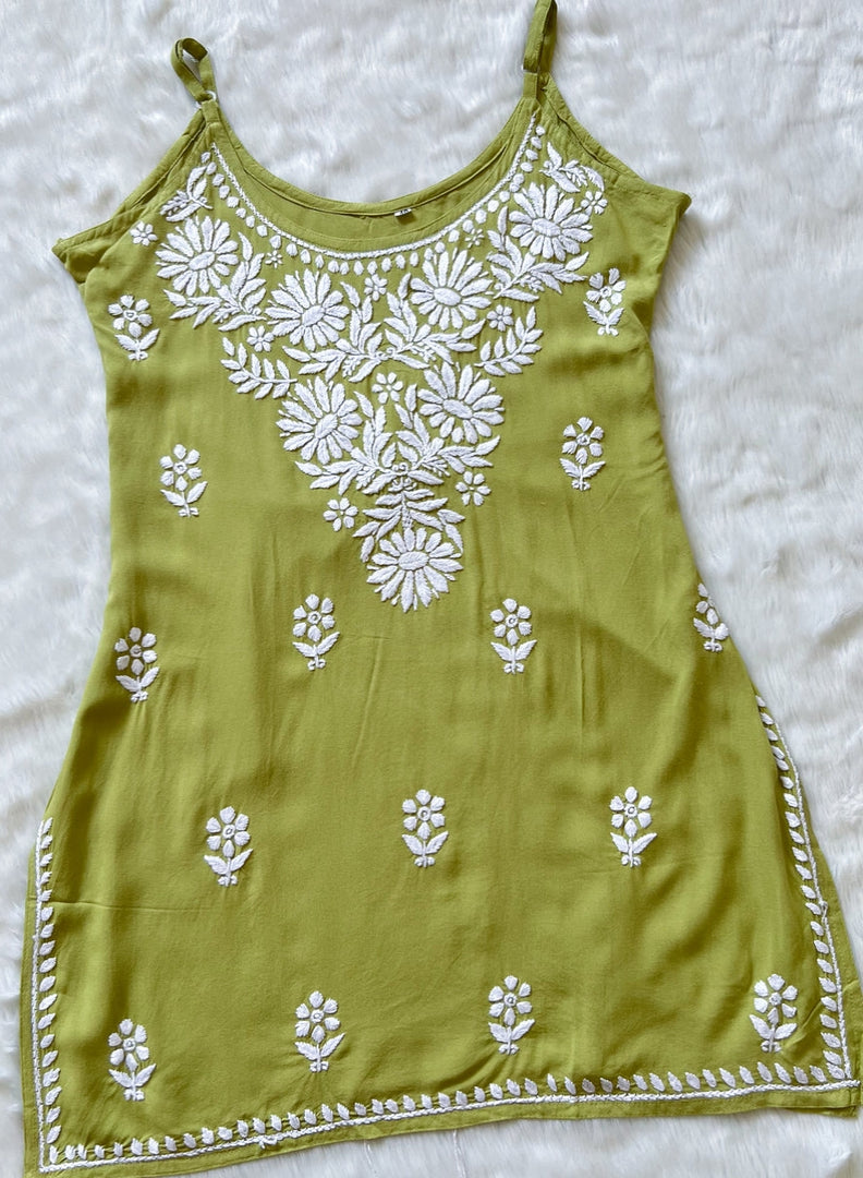 Boho Strappy Sleeveless Chikankari Kurti