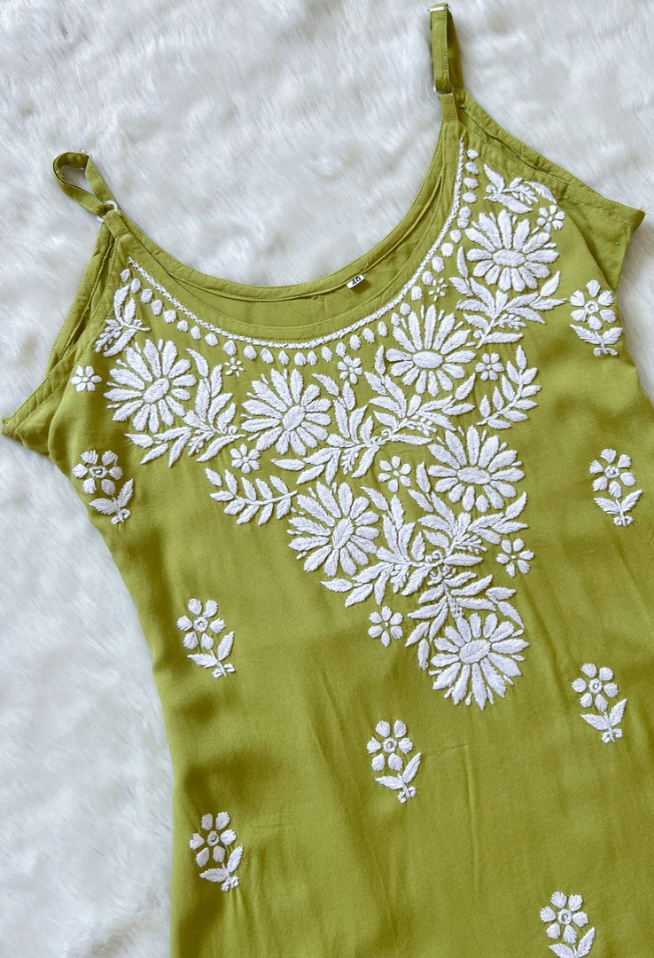 Boho Strappy Sleeveless Chikankari Kurti