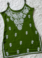 Load image into Gallery viewer, Boho Strappy Sleeveless Chikankari Kurti
