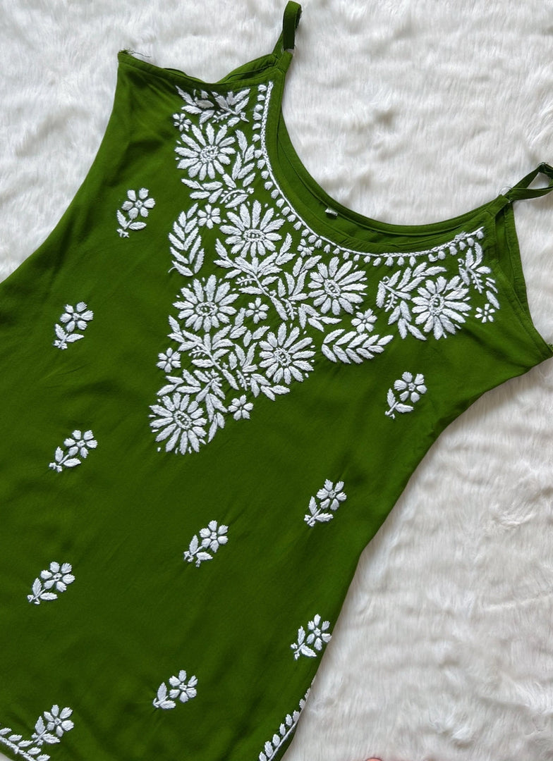 Boho Strappy Sleeveless Chikankari Kurti