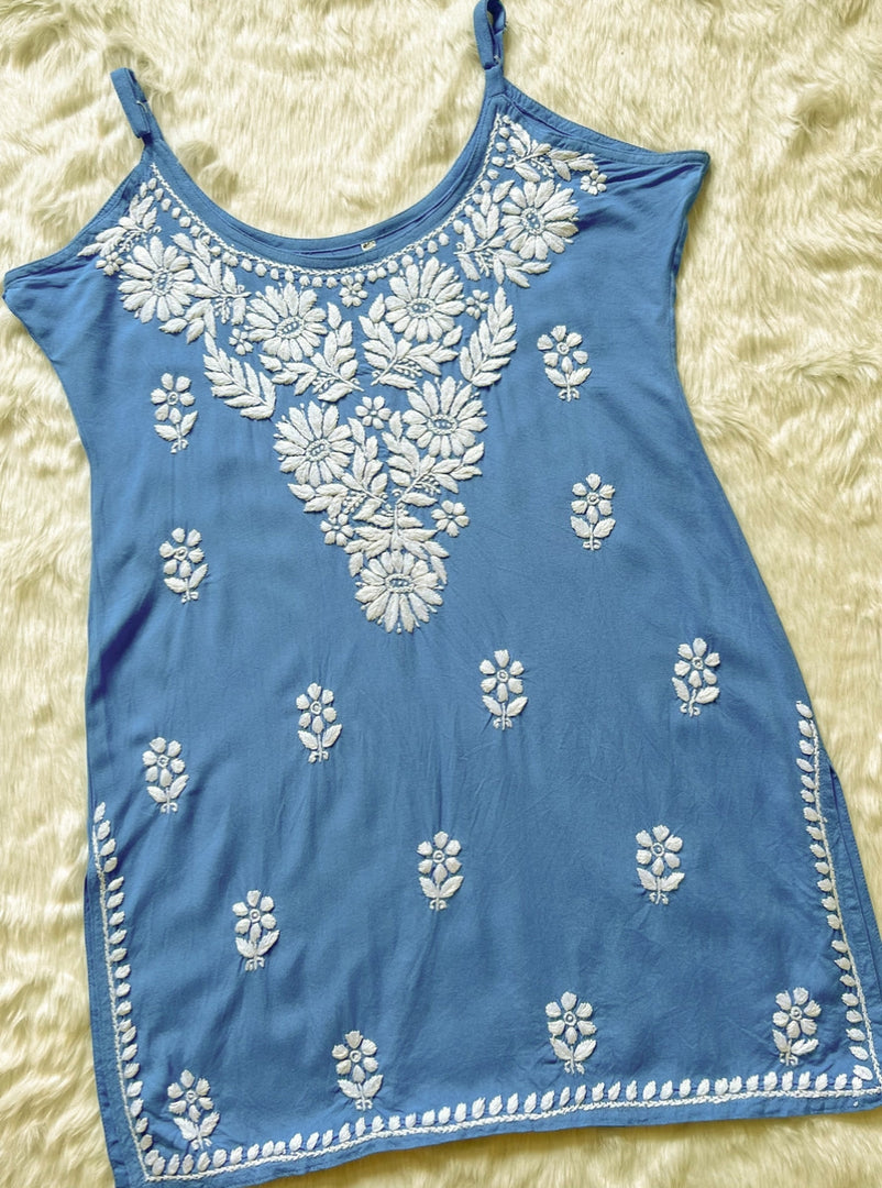 Boho Strappy Sleeveless Chikankari Kurti