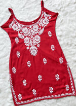 Load image into Gallery viewer, Boho Strappy Sleeveless Chikankari Kurti
