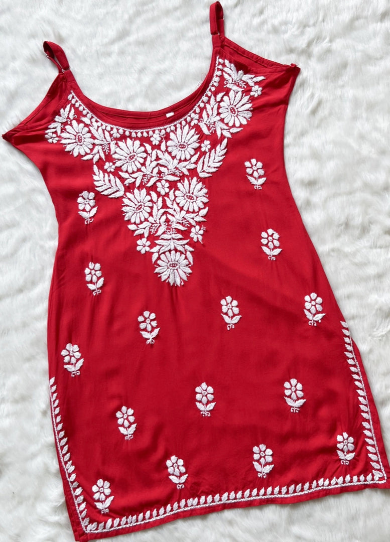 Boho Strappy Sleeveless Chikankari Kurti