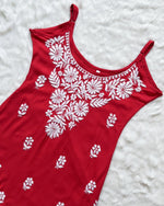 Load image into Gallery viewer, Boho Strappy Sleeveless Chikankari Kurti
