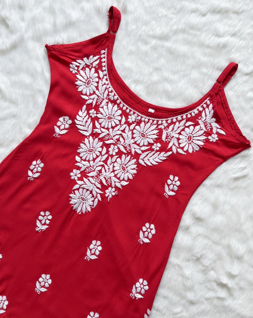 Boho Strappy Sleeveless Chikankari Kurti