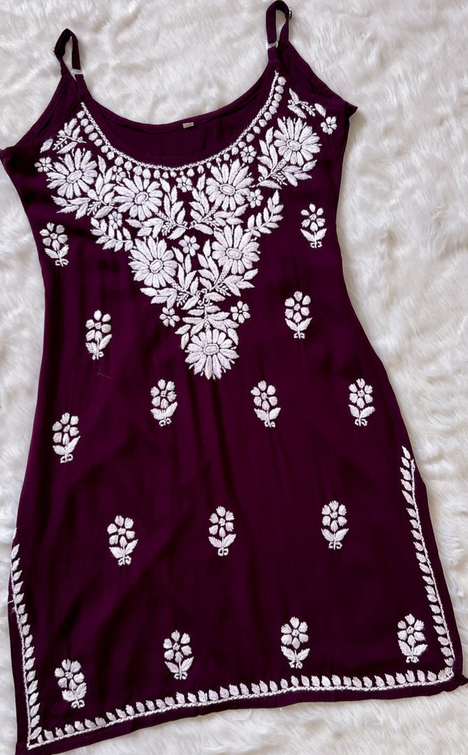 Boho Strappy Sleeveless Chikankari Kurti