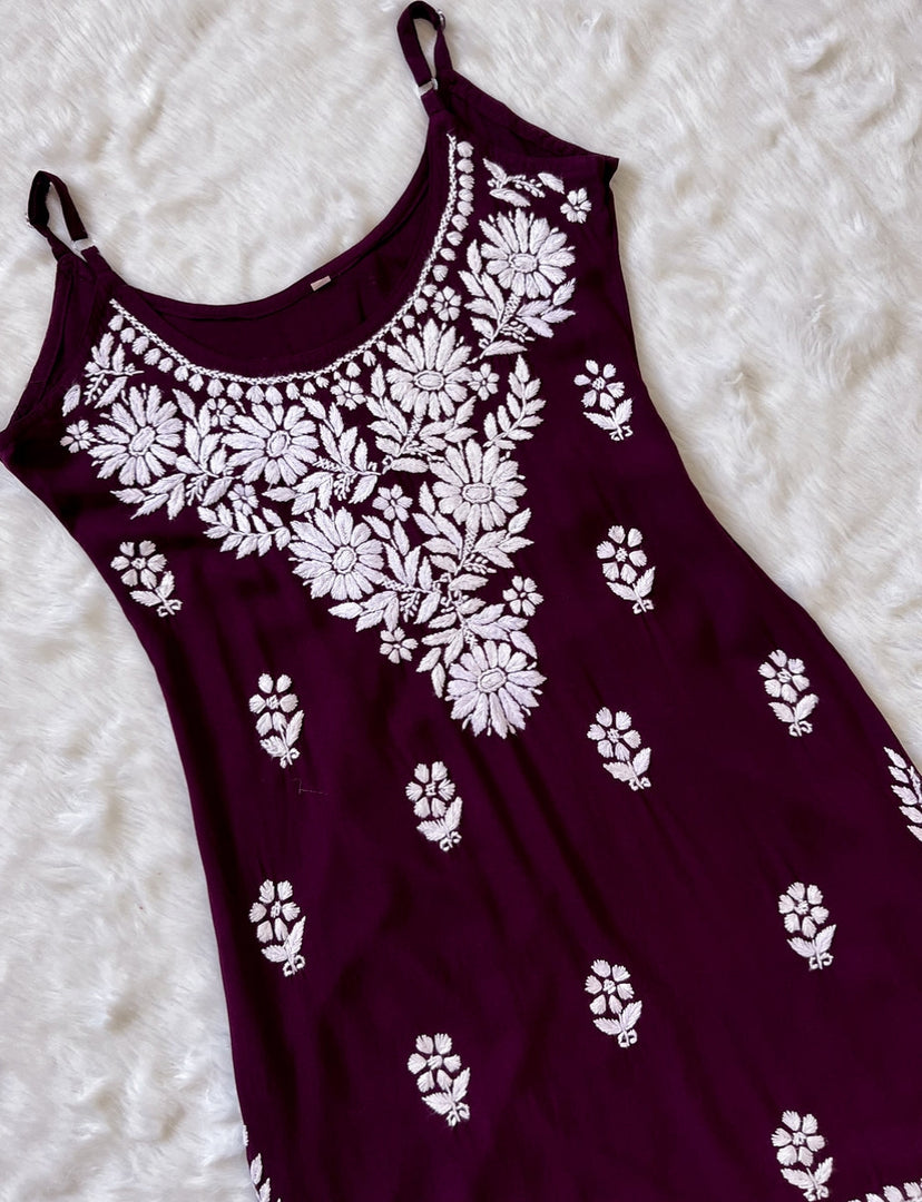 Boho Strappy Sleeveless Chikankari Kurti