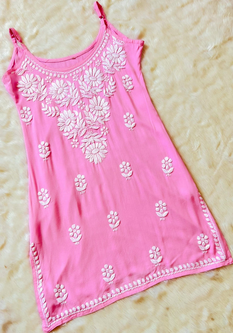 Boho Strappy Sleeveless Chikankari Kurti