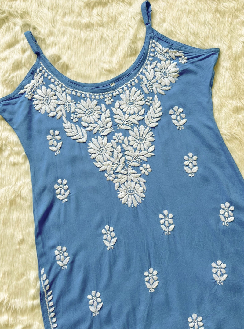 Boho Strappy Sleeveless Chikankari Kurti