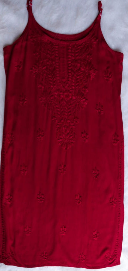 Jolly Strappy Chikankari Kurti - The Lucknowi Chikan 