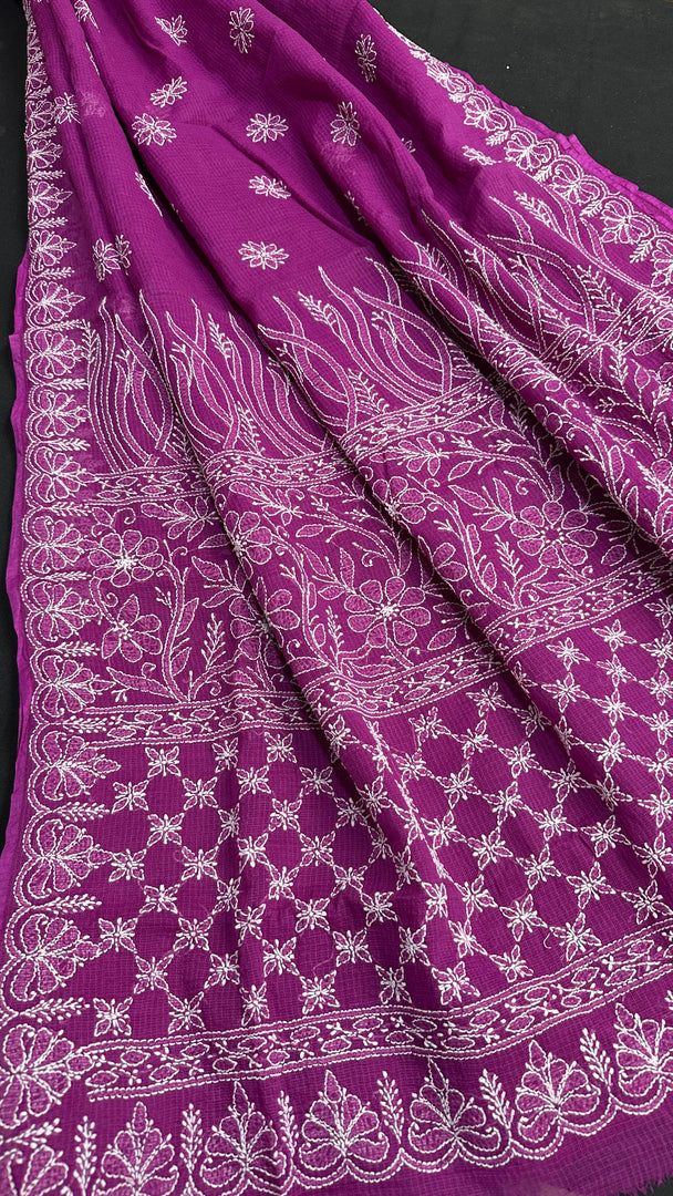 Jogini Kota Doria Chikankari Saree