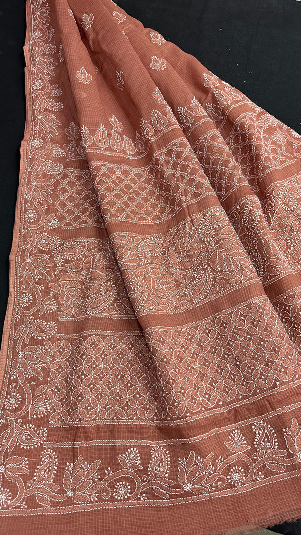 Jogini Kota Doria Chikankari Saree