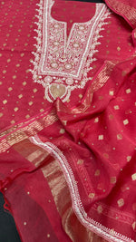 Load image into Gallery viewer, Kahkasha Premium Unstitched Chanderi Silk Suit Set - The Lucknowi Chikan 