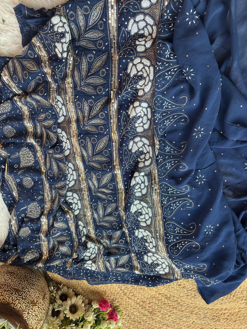 Apsara Premium Luxury Chikankari Saree - The Lucknowi Chikan 