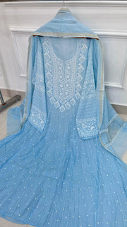 Rashmika Soft Mul Cotton Premium Anarkali - The Lucknowi Chikan 