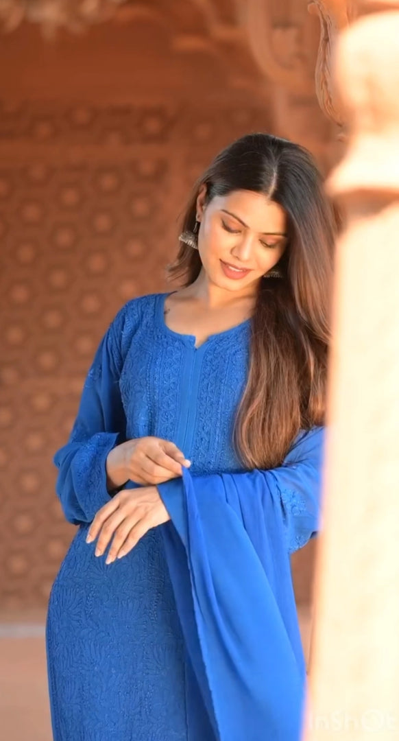 Anushka Premium Viscose Kurti Set - The Lucknowi Chikan 