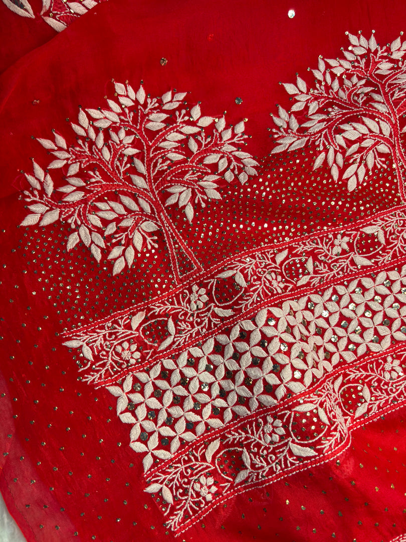 Royal Mandakini Organza Silk Chikankari Saree