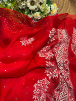 Load image into Gallery viewer, Royal Mandakini Organza Silk Chikankari Saree
